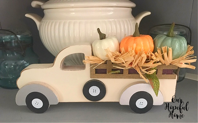 Wal-Mart wooden pick-up truck pumpkins hay
