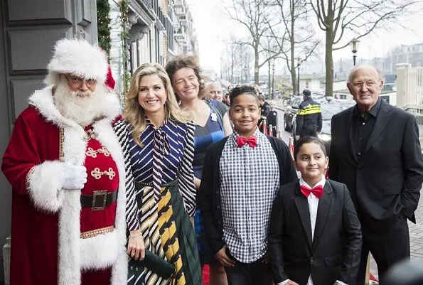 Dutch Queen Maxima wore Mary Katrantzou Printed Crepe de Chine Maxi Dress