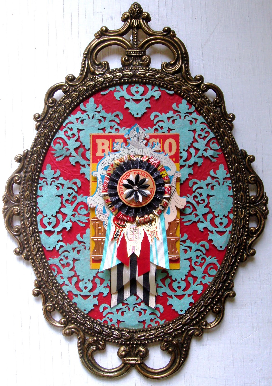 Curly Q Mosaics Damask Wall Hanging