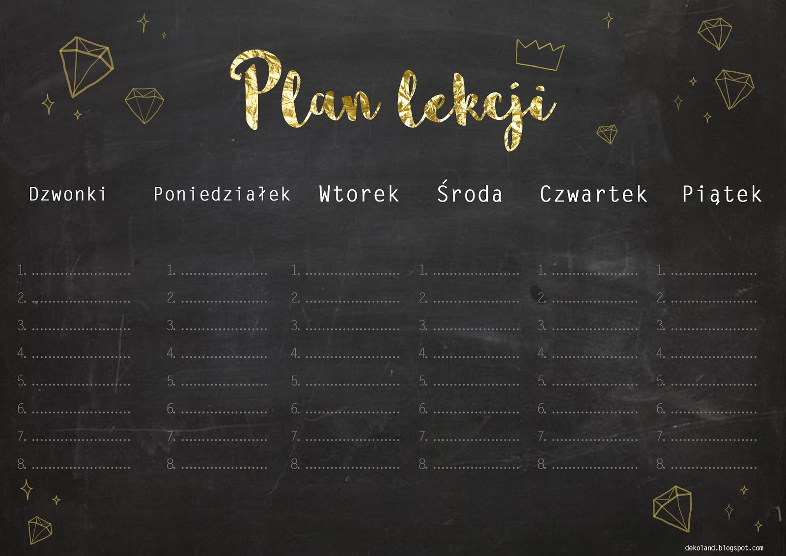Biało Czarny Plan Lekcji Tumblr - Dekoland - wnętrza, grafika, diy: Plan Lekcji do druku