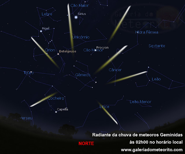 Radiante chuva de meteoros Geminidas