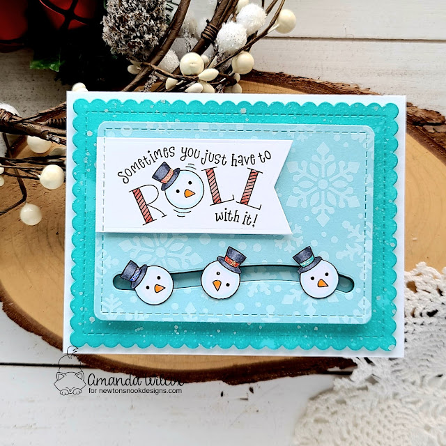 Funny Snowman Card by by Amanda Wilcox | Roll With It Stamp Set, Frames & Flags Die Set by Newton's Nook Designs #newtonsnook