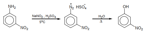 4) 3-Nitro aniline → 3-Nitro phenol