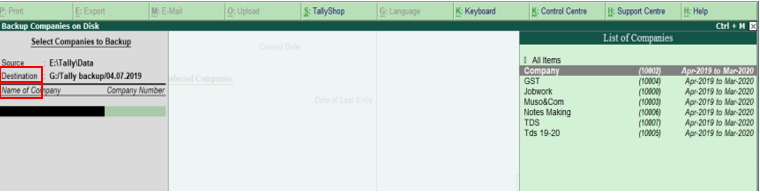 Backup and Restore in Tally - Tally Gate