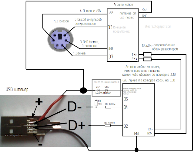 Электротехника: USB клавиатура из обычной PS2 (ps/2 to usb converter).