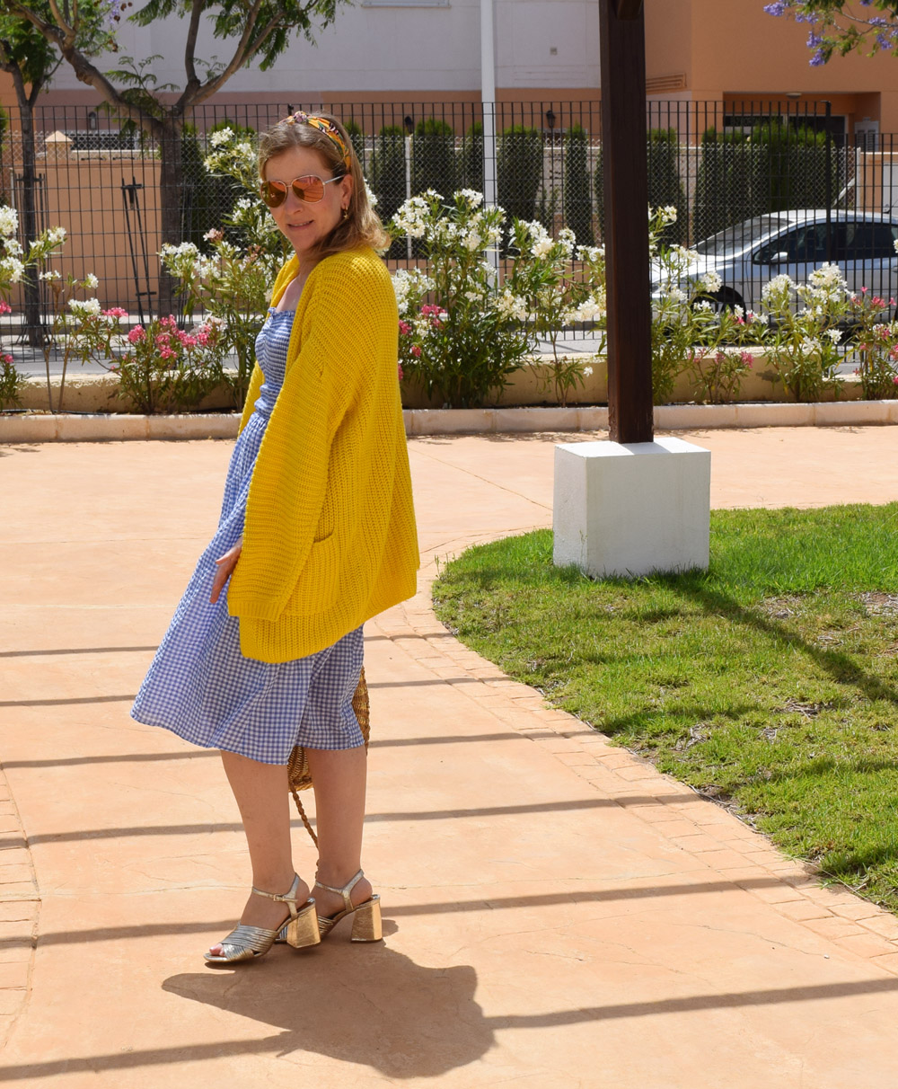 Blue vichy dress and yellow 