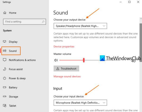 configurar el dispositivo de sonido de entrada y salida