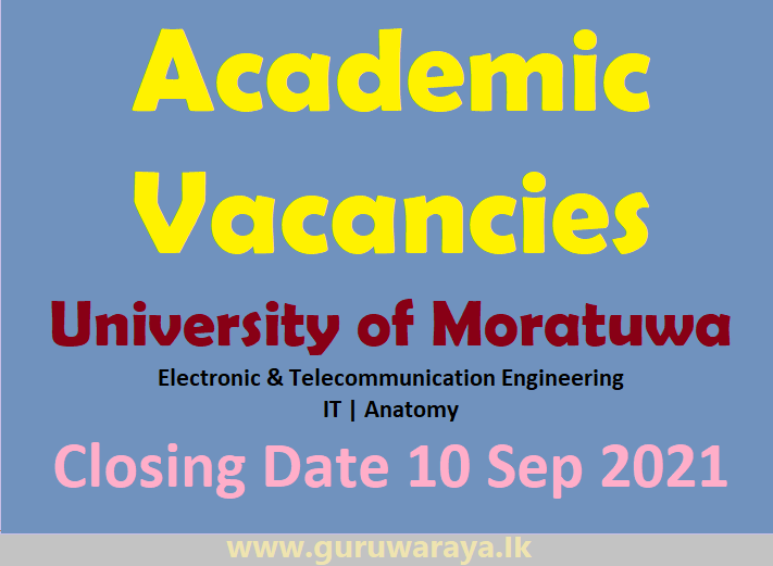 Academic Vacancies - University of Moratuwa 
