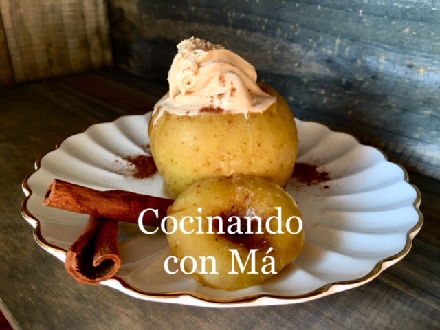 manzana asada al horno con helado