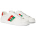 GUCCI Ace Webbing-Trimmed Leather Sneakers