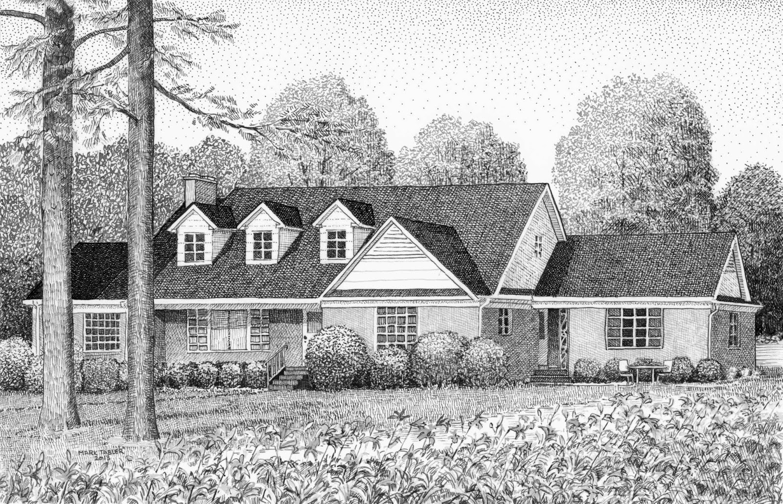 Mark Tabler Paintings, Drawings, Other Art Pen and Ink House Portrait