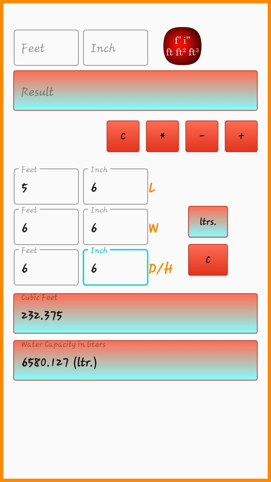 Android Feet and Inch Calculator