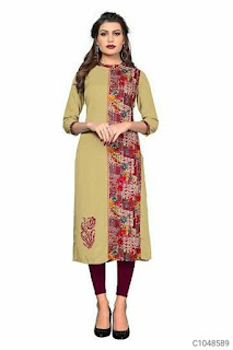 Latest Rayon Printed Straight Casual Kurtis
