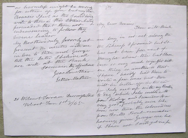 Mrs Mather, letter 1865