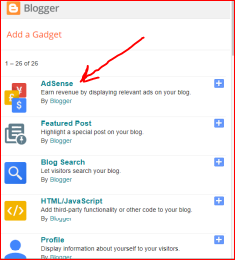 Add a gadget on blogger. How to add Adsense code to HTML