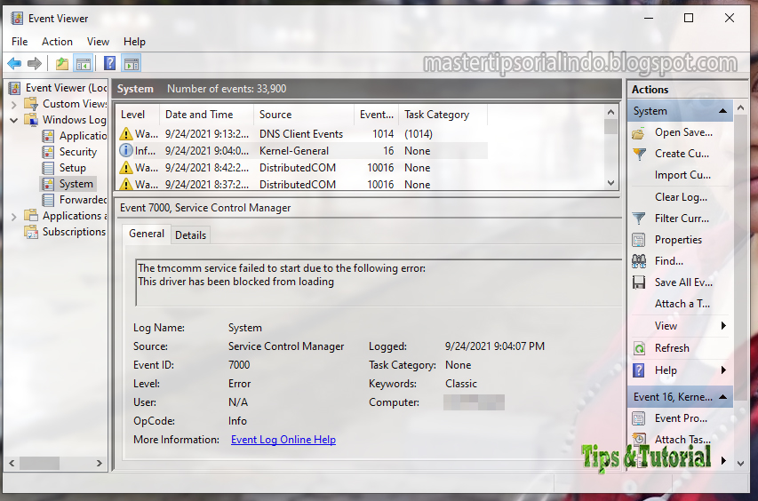 Memperbaiki Error Event ID 7000, This driver has been blocked from loading di Windows 10/11