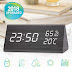 Digital Alarm Clock, Triangle Wooden LED Cube