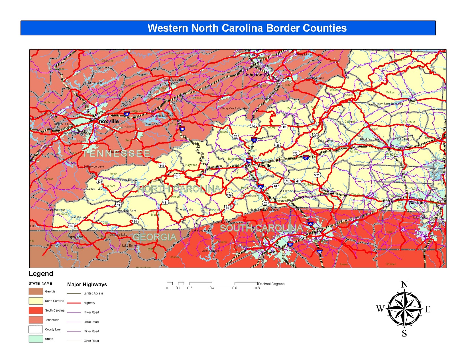 GIS121D1 Highway Map of Westen NC