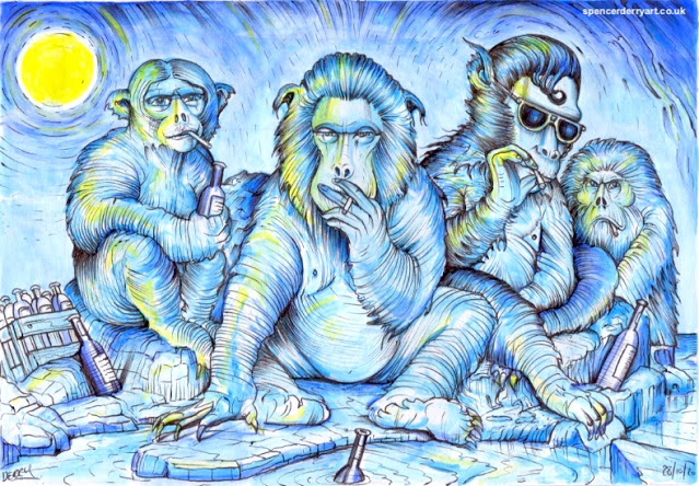 Chillin' Artic Monkeys - SPRING ART SALE 30% off 131 selected original drawings, illustrations and paintings on Artfinder created by British Artist Spencer J Derry ART Note some artworks adult themes. Starts from 14th April 2021 ends 10th May 2021. Buy Original art on Artfinder