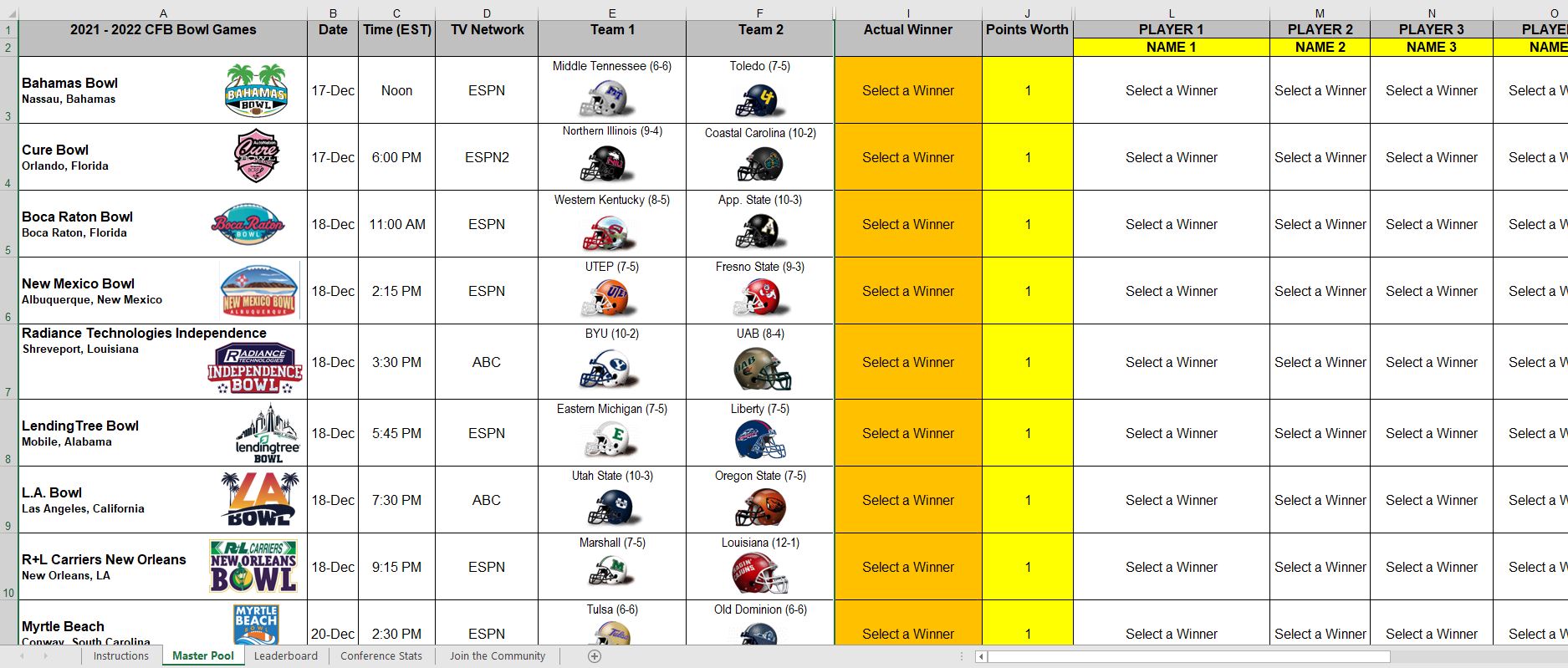 NFL Week 14 Pick'em Against the Spread Sheets - Printable