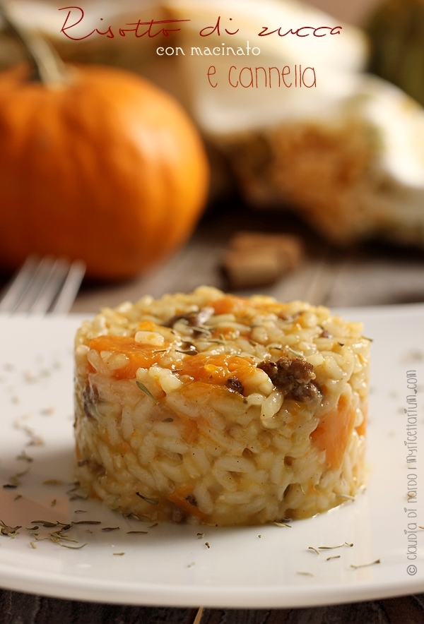 Risotto di zucca, con macinato e cannella