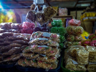 Traditional Balinese Cakes And Snacks Sold In Stall In The Market, Seririt, North Bali, Indonesia