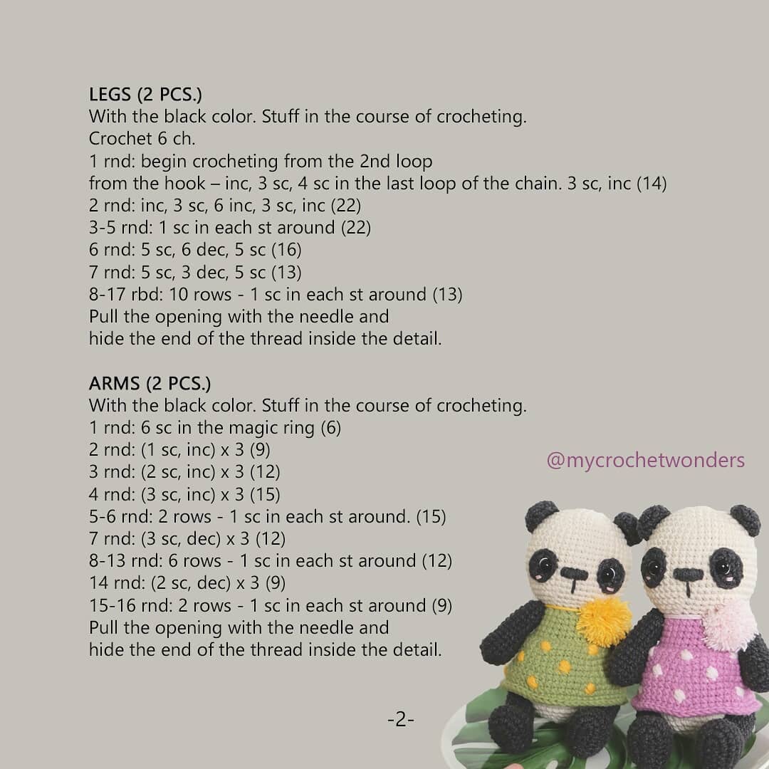 Amigurumi panda free crochet pattern Amigurumi panda free crochet pattern
