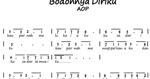 Not Angka Pianika Lagu Bodohnya diriku - AOP | Pianika | Recorder