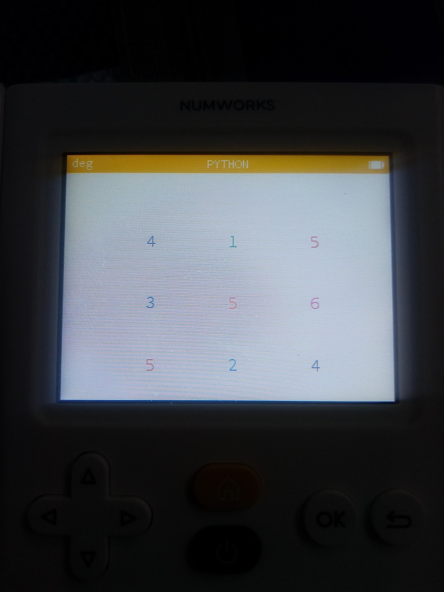 Eddie's Math and Calculator Blog: Numworks: Generating a Colorful Matrix