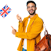 Indian College Student Boy with UK Flag Transparent Image