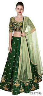 Fancy Banglori Satin Embroidery Lehengas