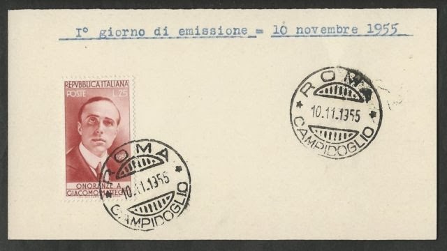 foglietto Giacomo Matteotti - annullo 1955