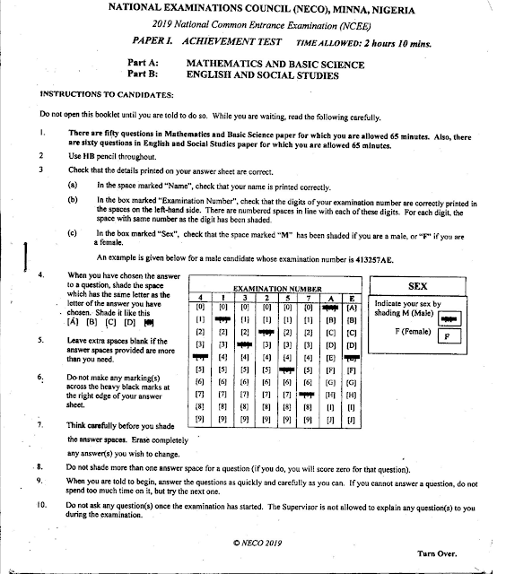 National Common Entrance Past Questions & Answers [2011 - 2020]