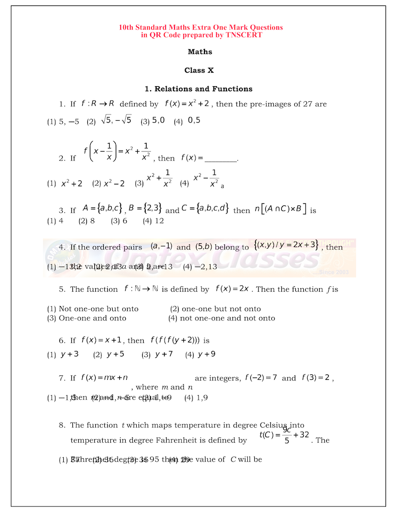 10th-maths-extra-1-mark-questions-from-diksha-app-english-medium