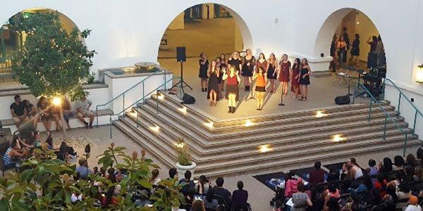 performing on the student union stage