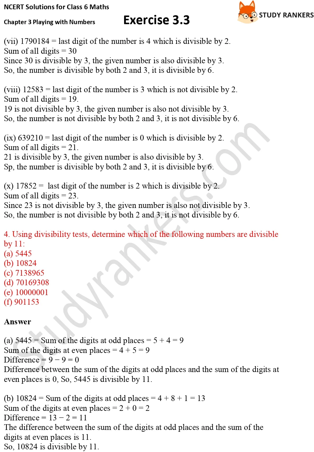 NCERT Solutions for Class 6 Maths Chapter 3 Playing with Numbers Exercise 3.3 Part 4