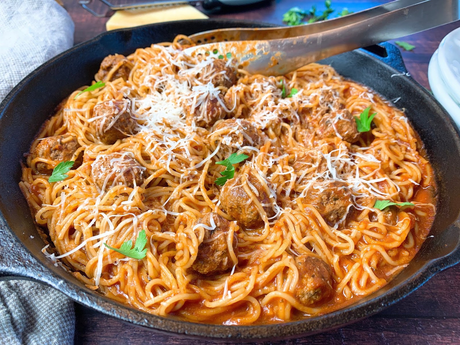 Angel Hair Pasta with Mini Meatballs
