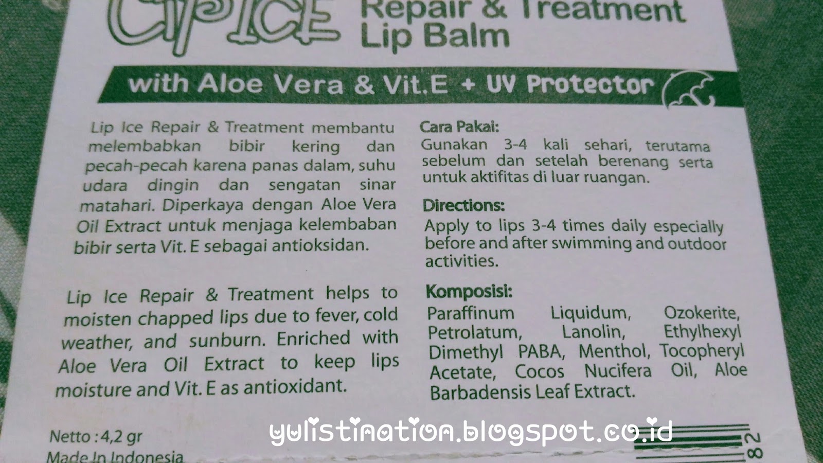 Review Lip Ice Repair & Treatment Lip Balm The Yulistinay's Diary