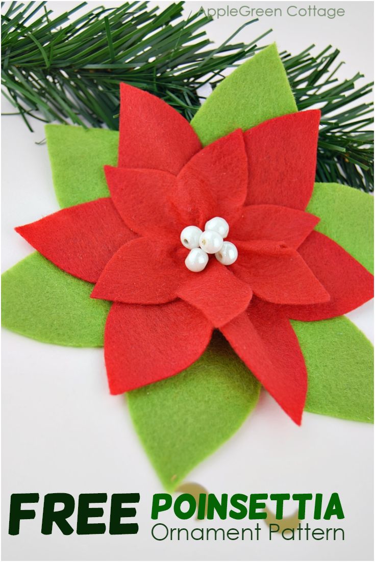 Poinsettia Ornament Free Pattern AppleGreen Cottage