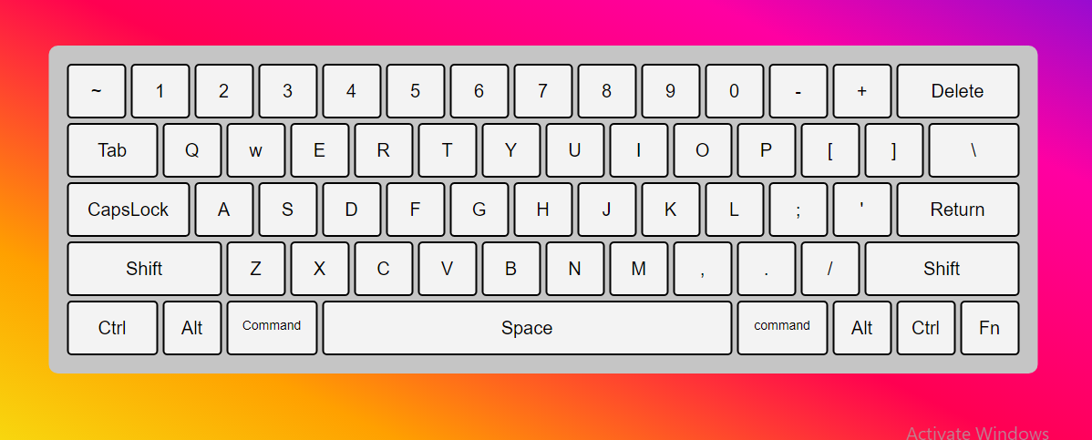 keyboard design using html and css with source code