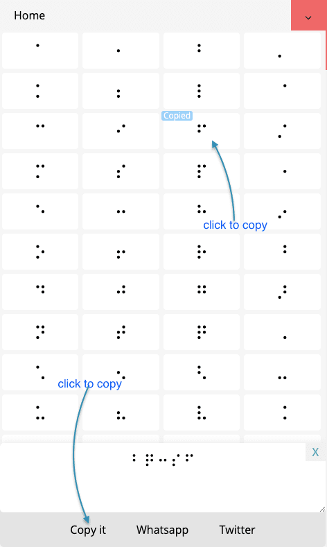 Braille - Alphabets Symbols Copy And Paste Online