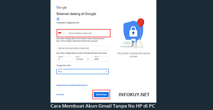 2 Cara Membuat Akun Gmail Tanpa No Hp (100% Berhasil) – Infokuy
