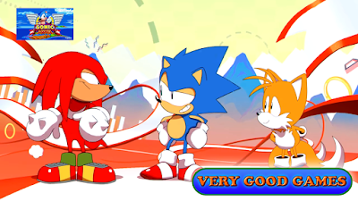 Three heroes of the Sonic Mania game - a banner for the review on the gaming blog Very Good Games