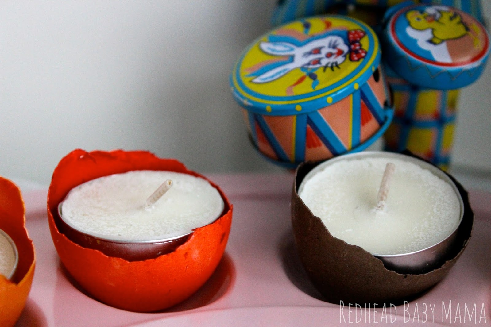 Easter Eggshell Tealights  by Redhead Baby Mama