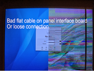 Síntoma en pantalla LCD de defecto en controlador