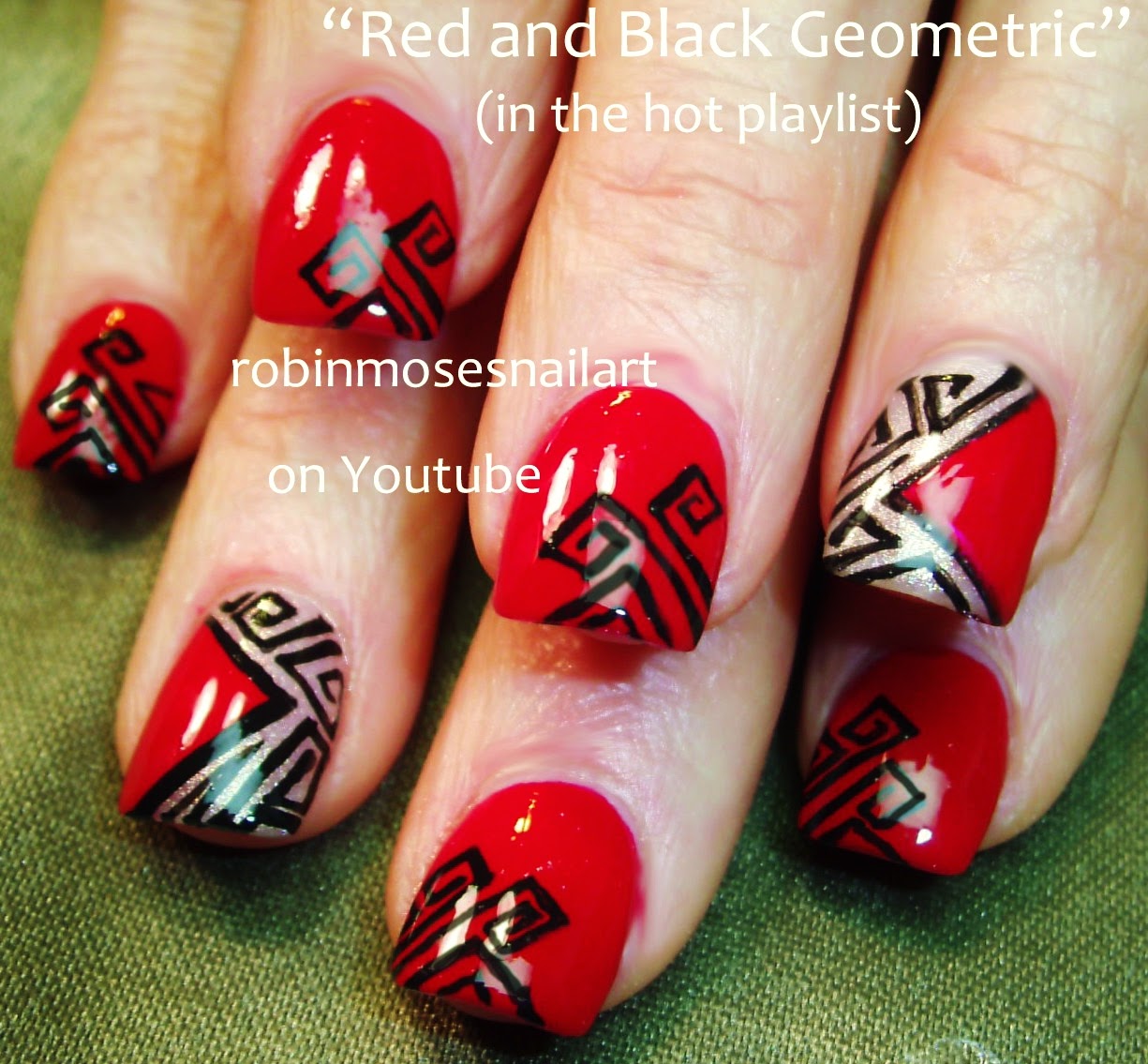 Nail Art by Robin Moses "red nails" "red nail art" "red nail design