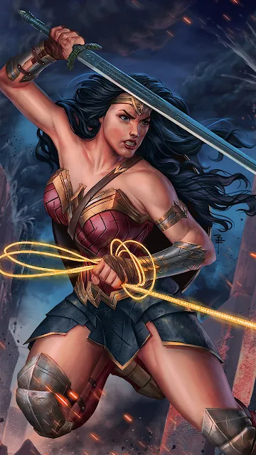 wonder woman fan art wallpaper for mobile in 1080 x 1920 pixels