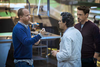 Joss Whedon, Mark Ruffalo and Robert Downey jr. on the set of Avengers: Age of Ultron