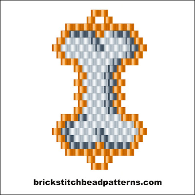 Click for a larger image of the Skeleton Bone Halloween brick stitch bead pattern color chart.