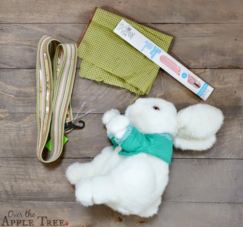 stuffed animal zipper something for strap(I used a belt also from ...